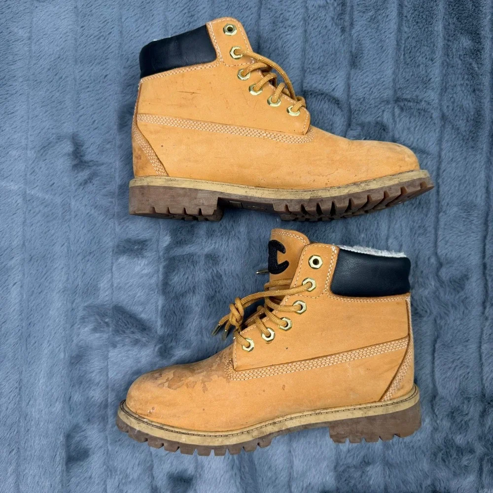 Timberland x Champion 6 Inch Wheat Boots Fleece Lined A1UCU Mens 5.5